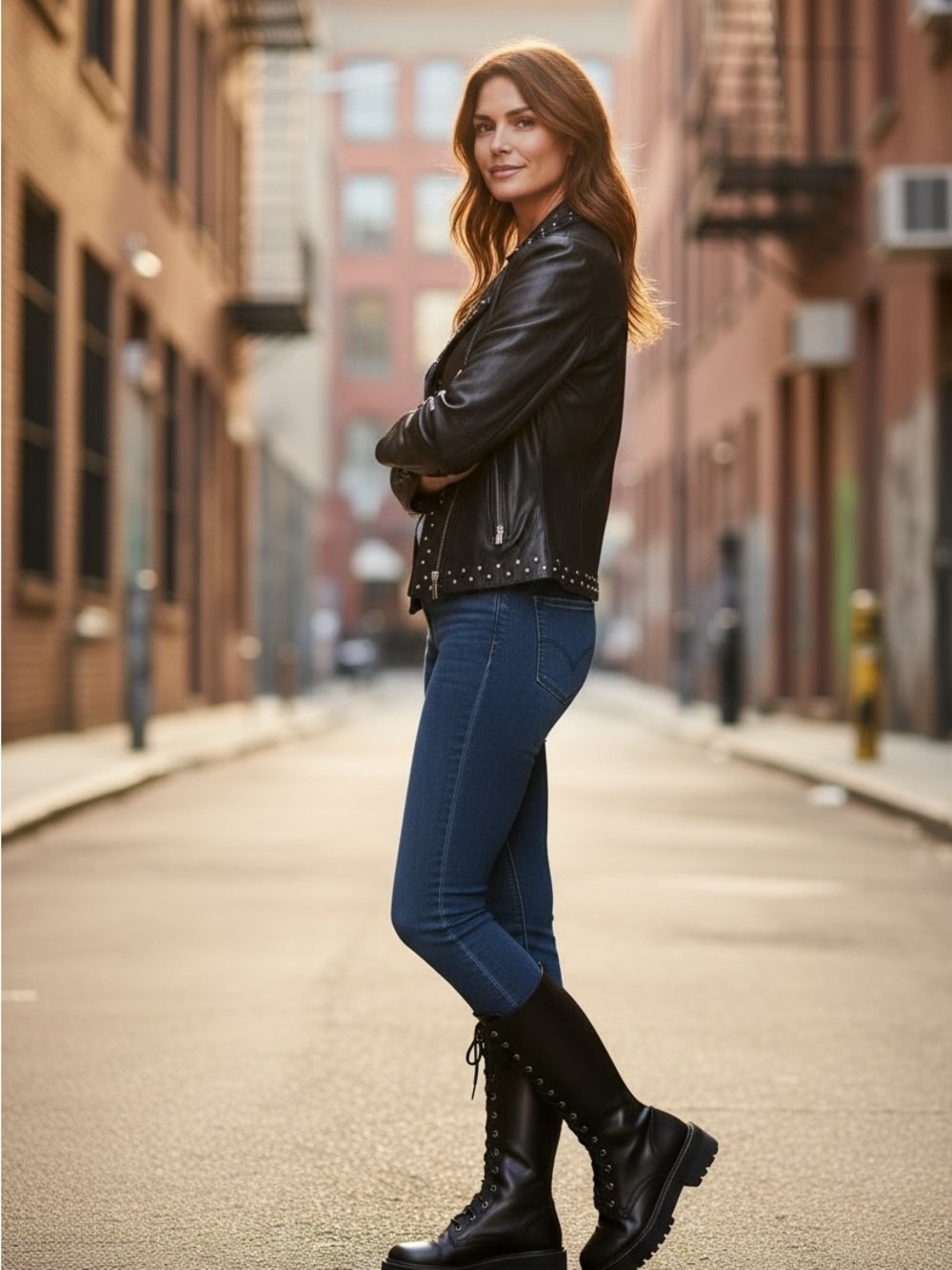 Venee New York Vintage Studded Leather Jacket - Size Medium - Moto Chic - Picture 4 of 11
